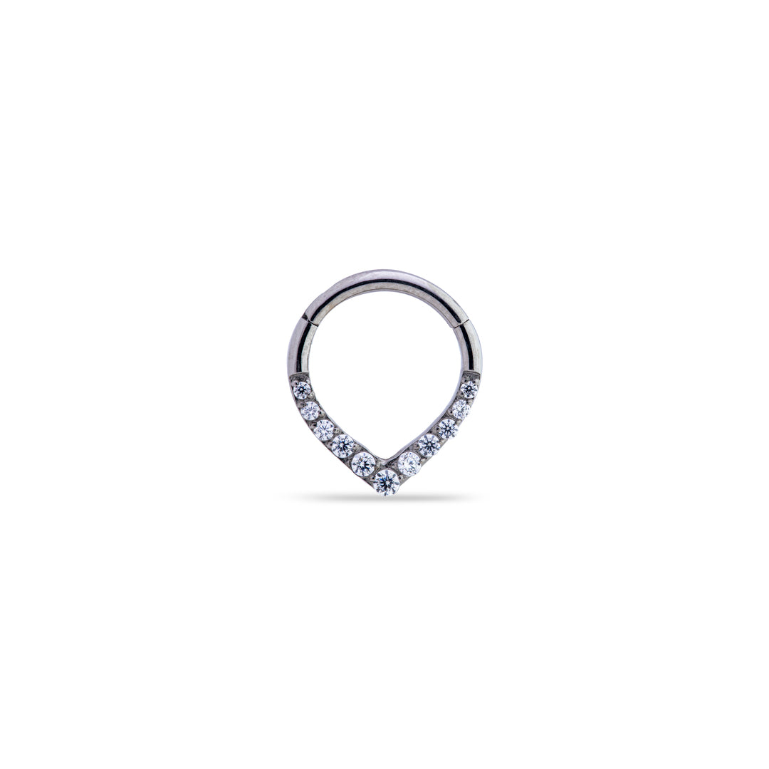 Argolla clicker en V con cristales