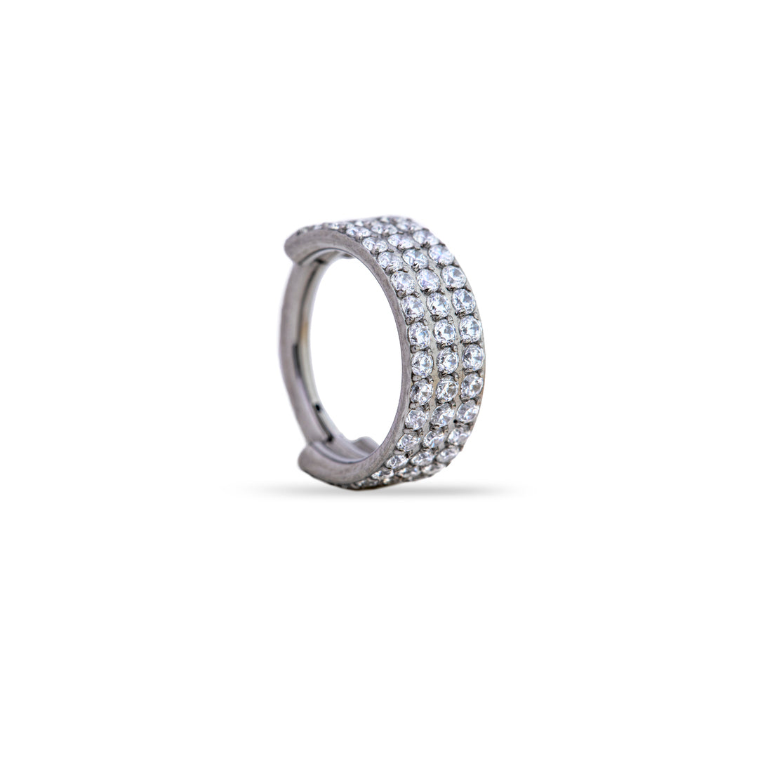 Argolla Clicker Triple Línea con Cristales