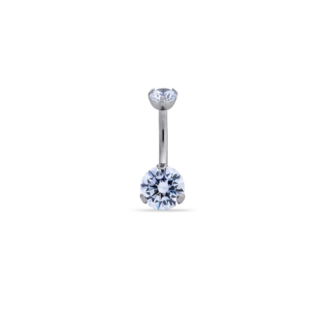 Navel Prong Set Doble Cristal