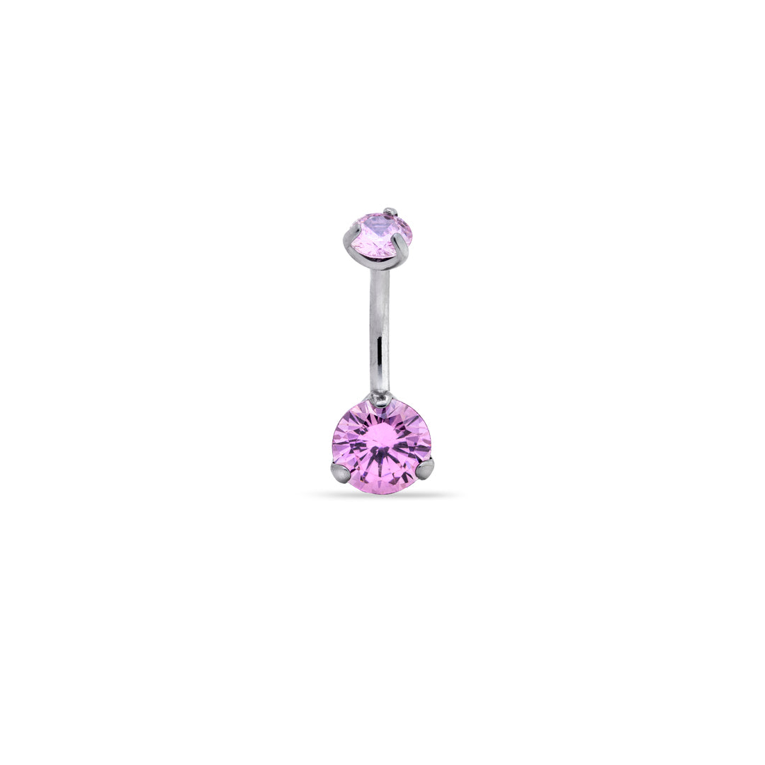 Navel Prong Set Doble Cristal