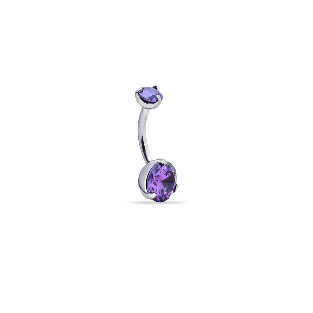 Navel Prong Set Doble Cristal