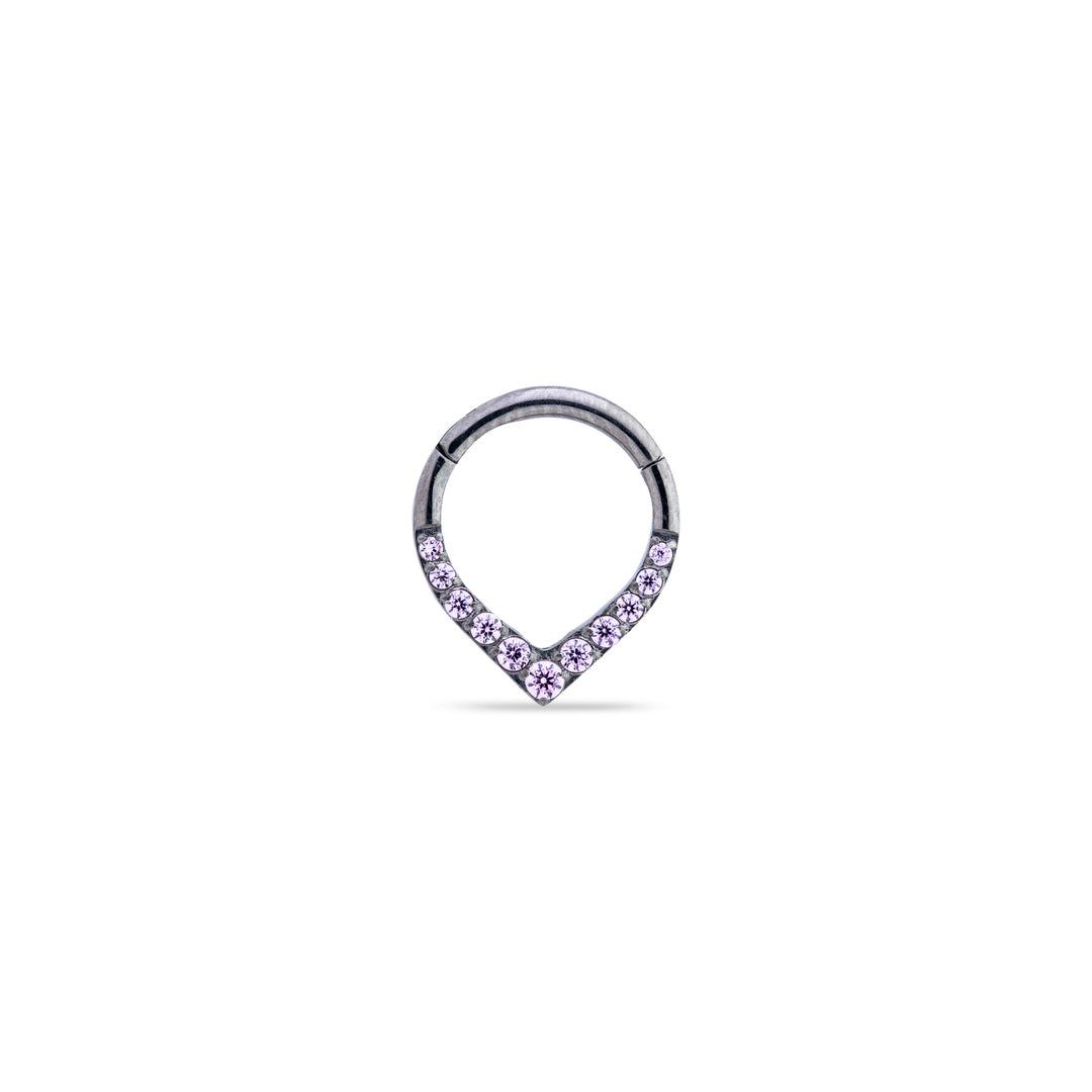 Argolla clicker en V con cristales