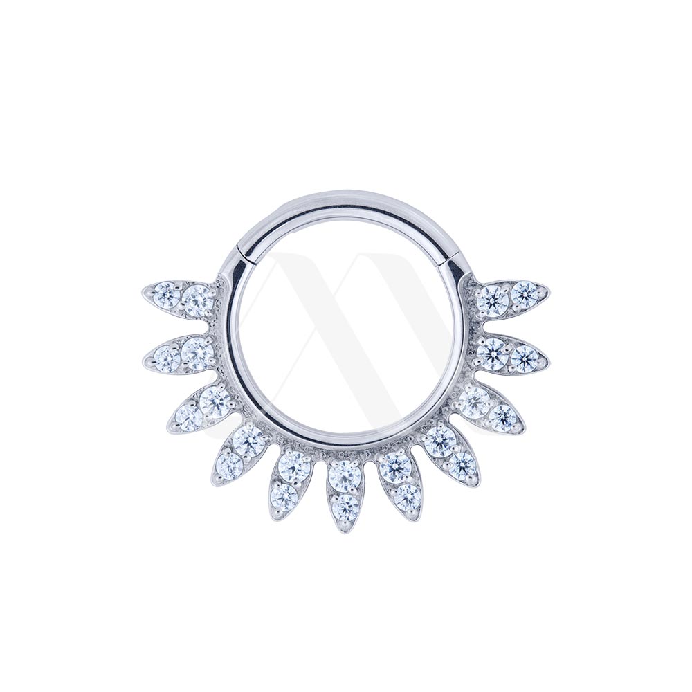 Argolla Clicker con puntas y cristales