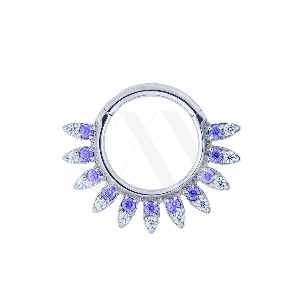 Argolla Clicker con puntas y cristales