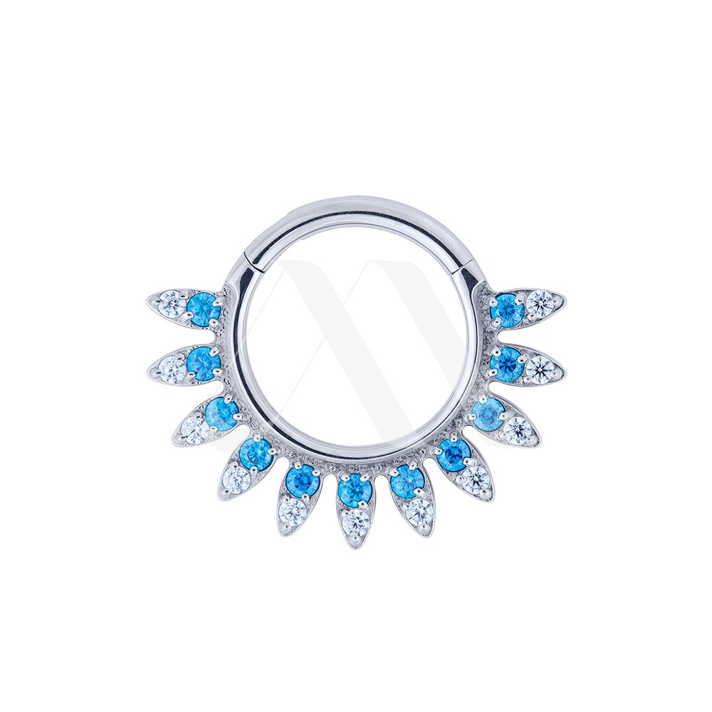 Argolla Clicker con puntas y cristales