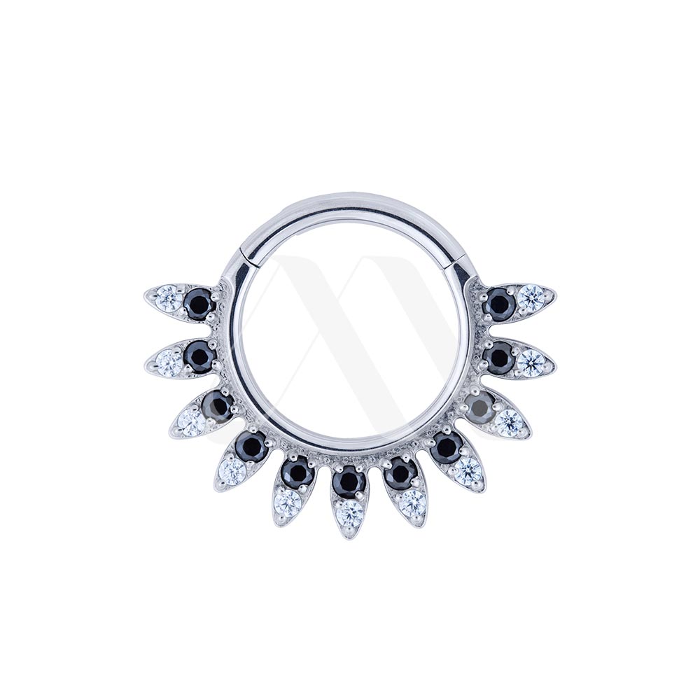 Argolla Clicker con puntas y cristales