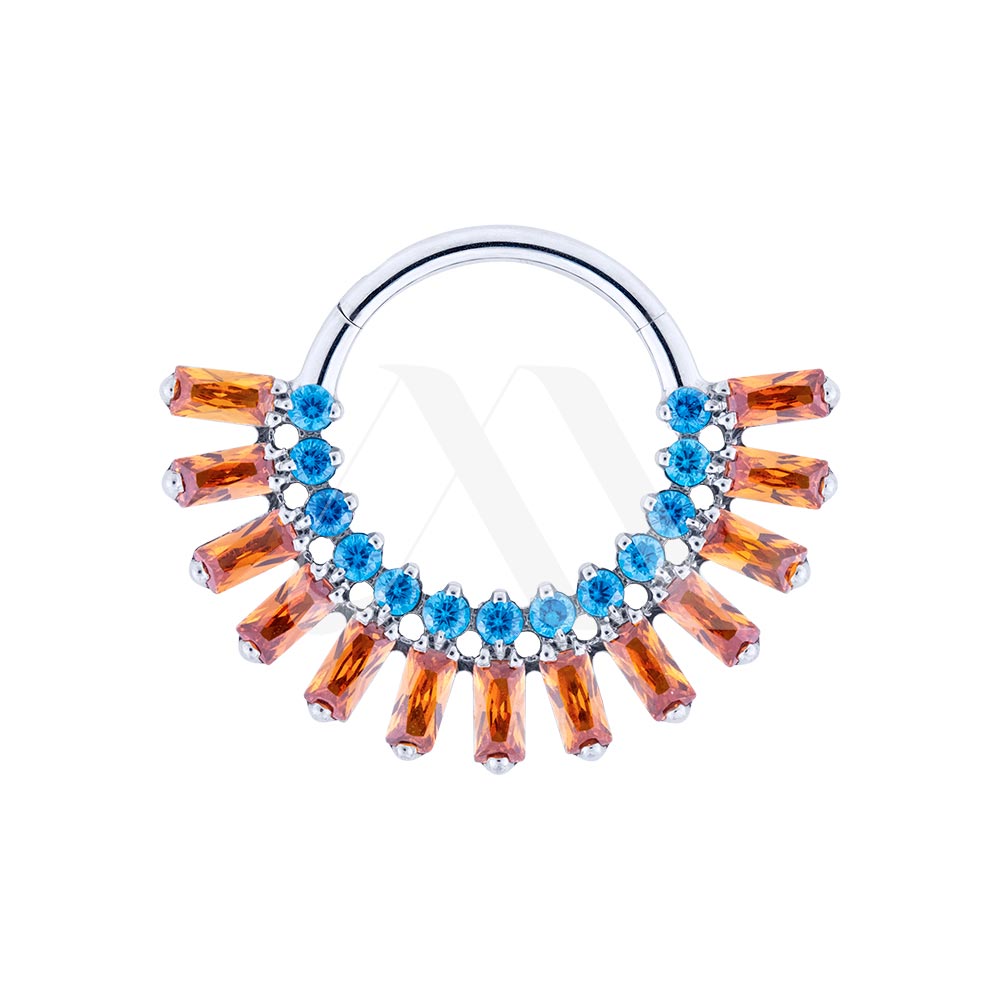 Argolla Clicker Cristales colores baguette