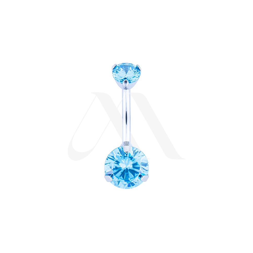 Navel Prong Set Doble Cristal