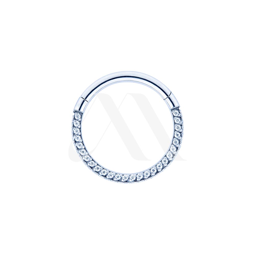 Argolla Clicker con cristales laterales y frontales