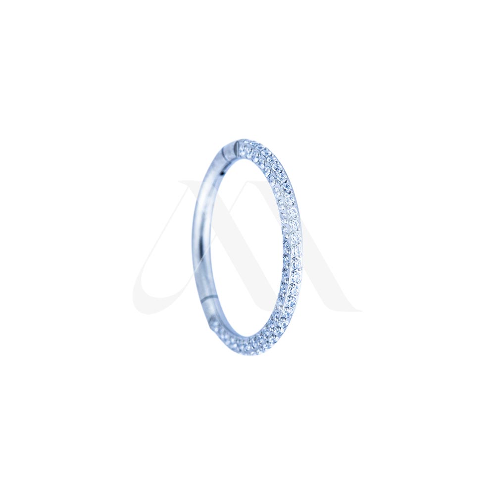 Argolla Clicker con cristales laterales y frontales