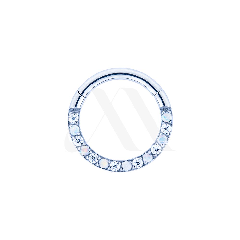 Argolla Clicker con Cristales/Ópalos Frontales