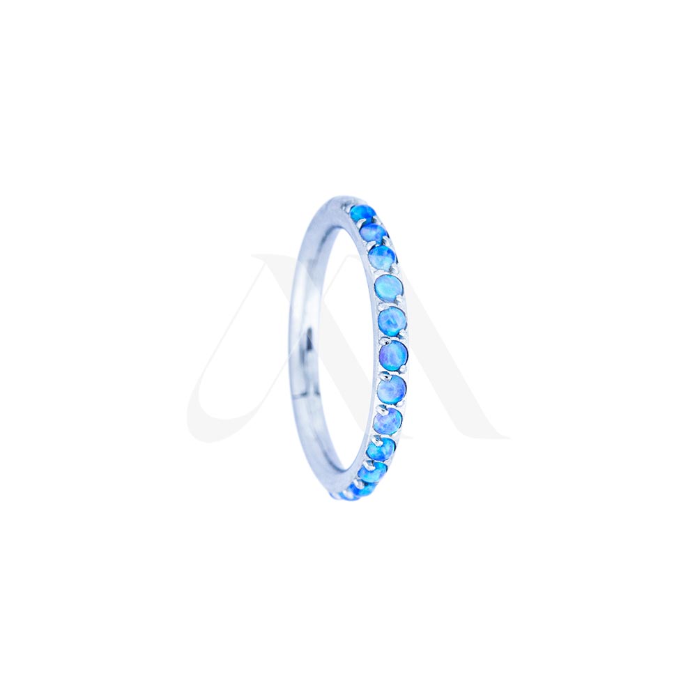 Argolla Clicker con Cristales/Ópalos Laterales