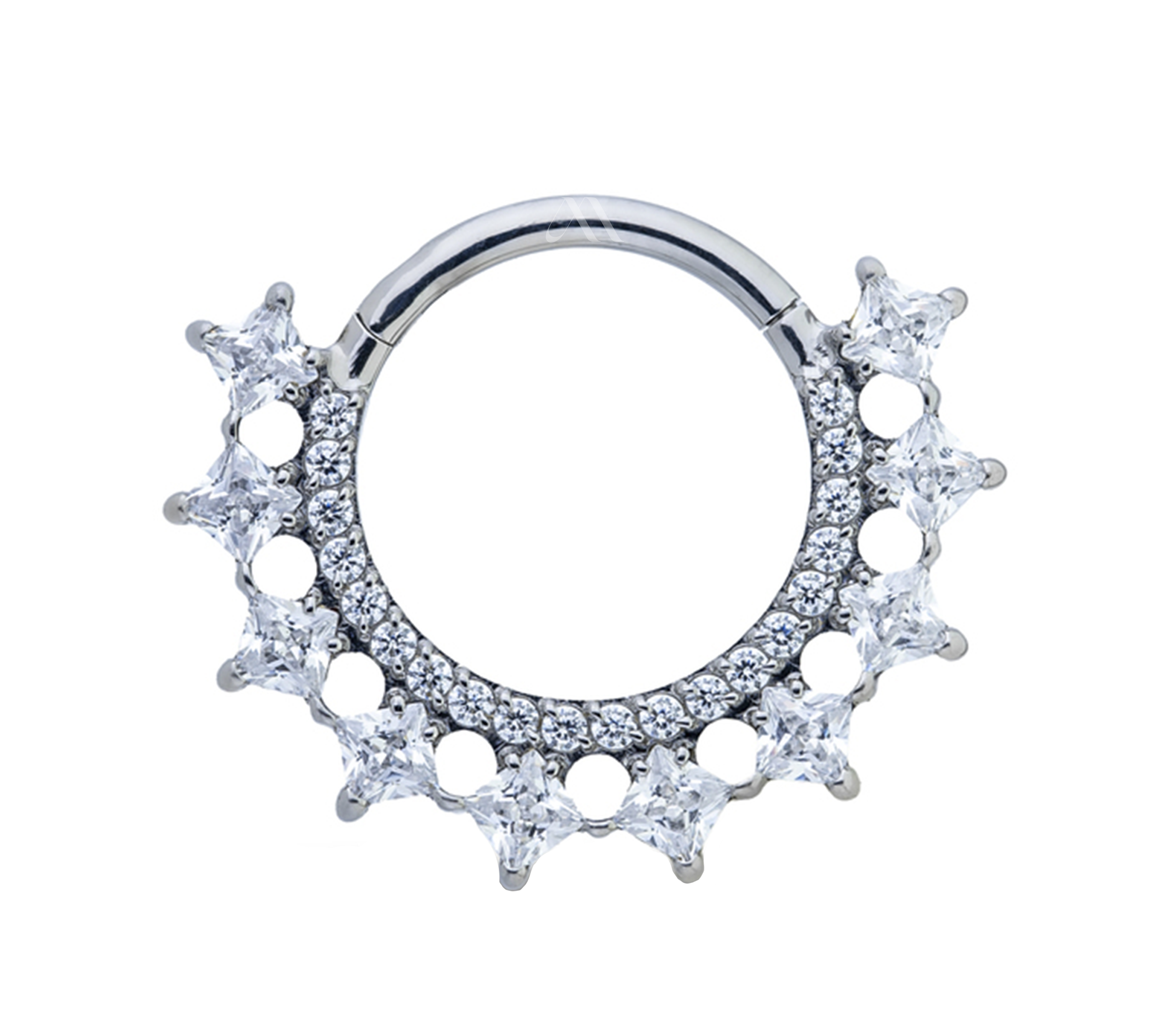 Argolla Clicker Cristales Cuadrados