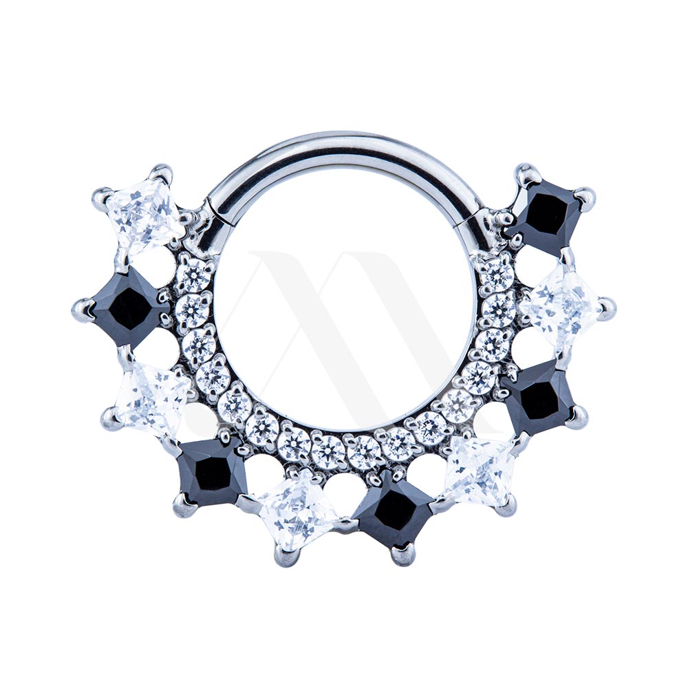 Argolla Clicker Cristales Cuadrados