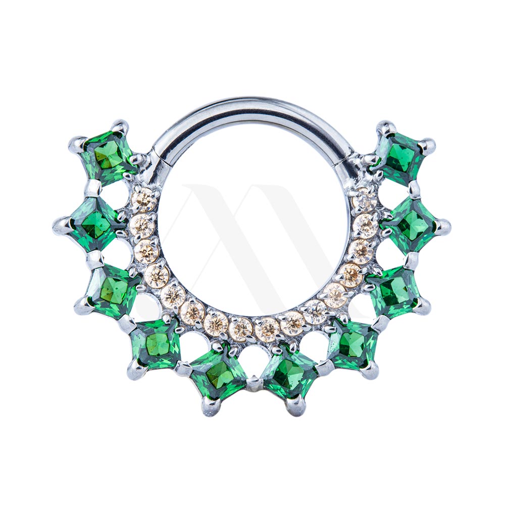 Argolla Clicker Cristales Cuadrados