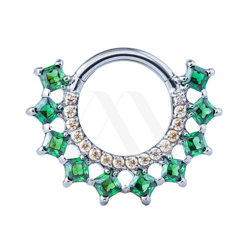 Argolla Clicker Cristales Cuadrados