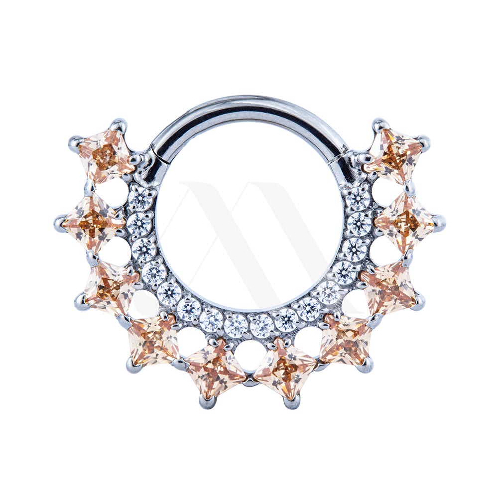 Argolla Clicker Cristales Cuadrados