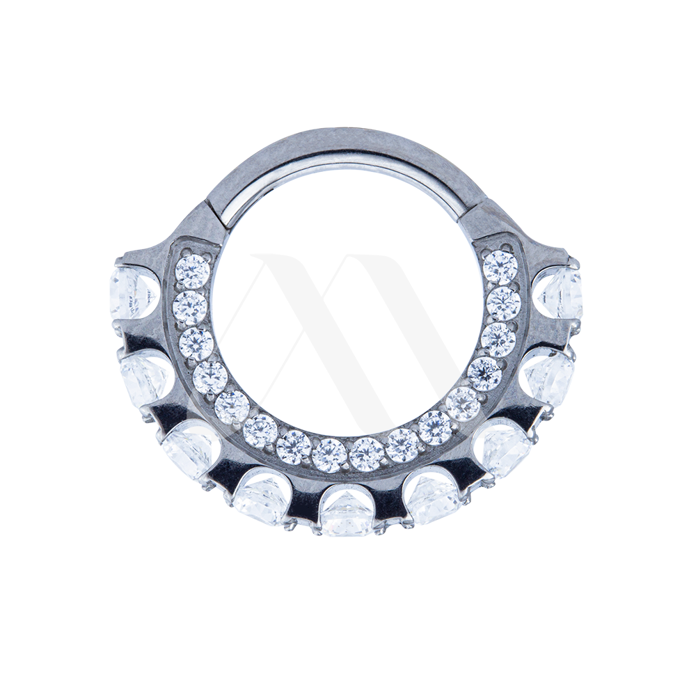 Argolla Clicker Cristales por lateral y frontal