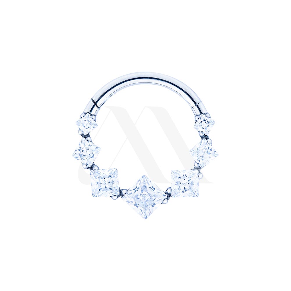 Argolla Clicker Cristales Cuadrados