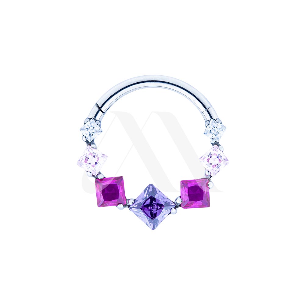 Argolla Clicker Cristales Cuadrados