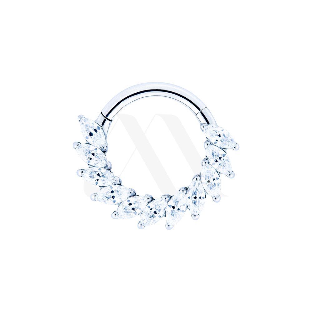 Argolla Clicker Cristales hojitas diagonales