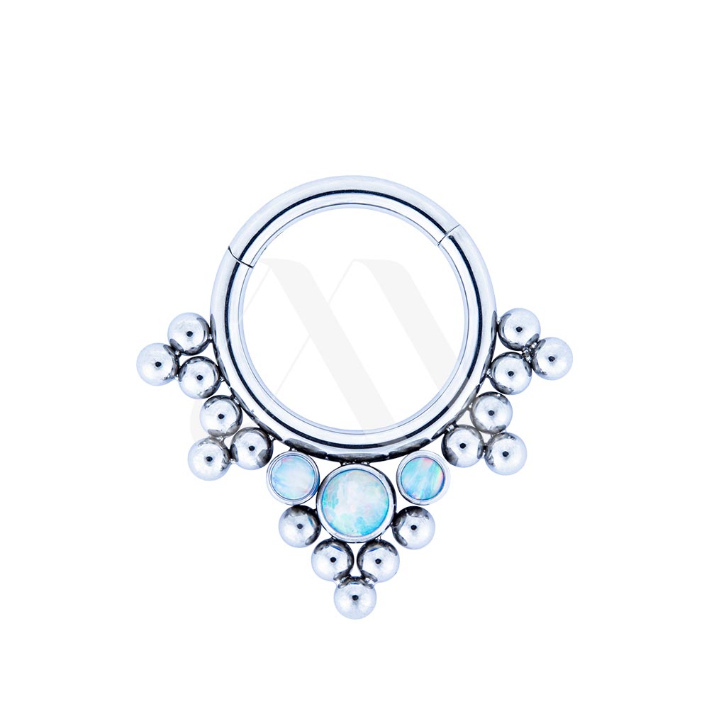 Argolla clicker critales, ópalos y filigranas