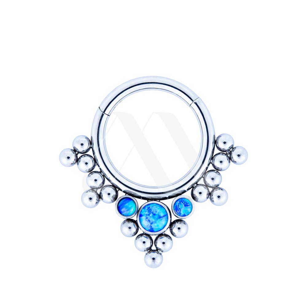 Argolla clicker critales, ópalos y filigranas