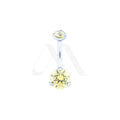 Navel Prong Set Doble Cristal