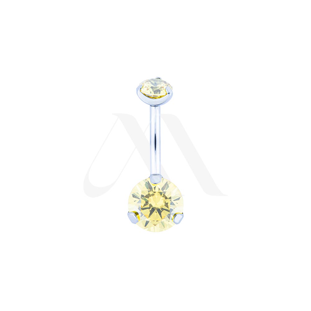 Navel Prong Set Doble Cristal