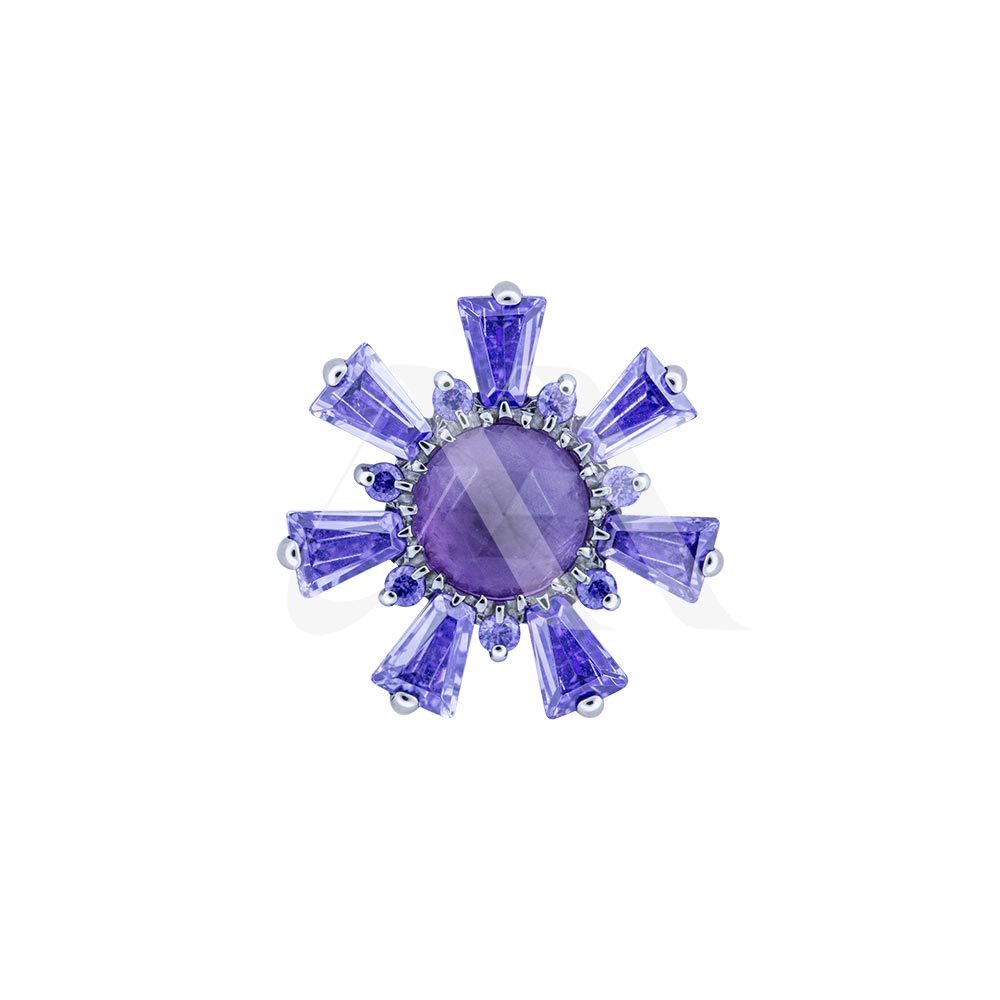 Top Flor piedra natural y pétalos cristales